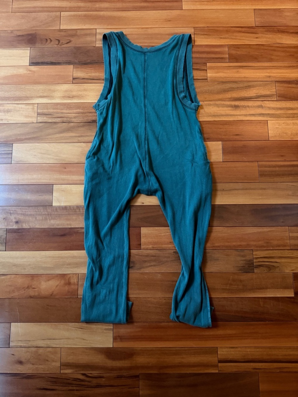 FP Movement by Free People Teal Ribbed Sleeveless Hot Shot Jumpsuit